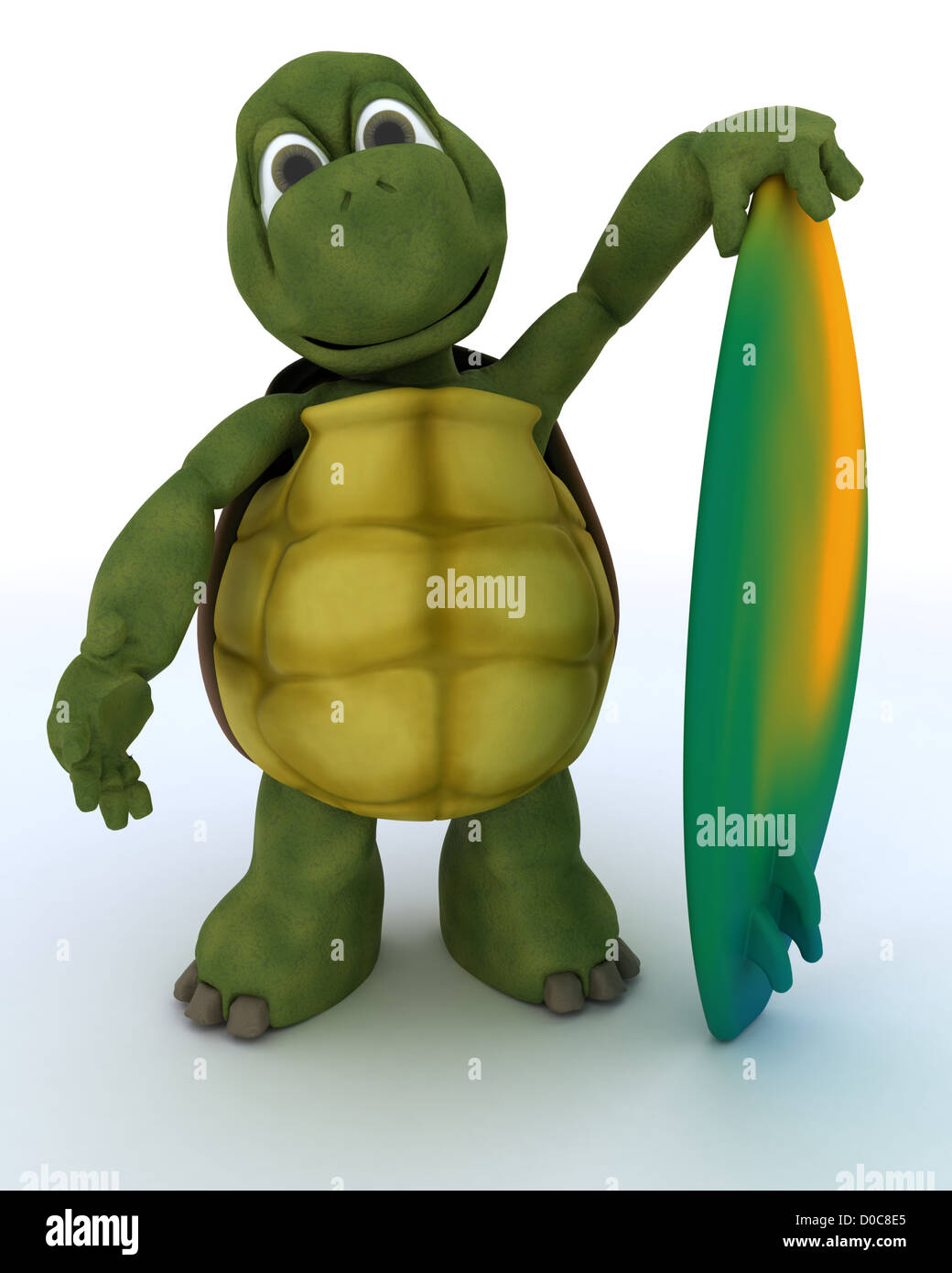 3D render of a tortoise with surf board Banque D'Images