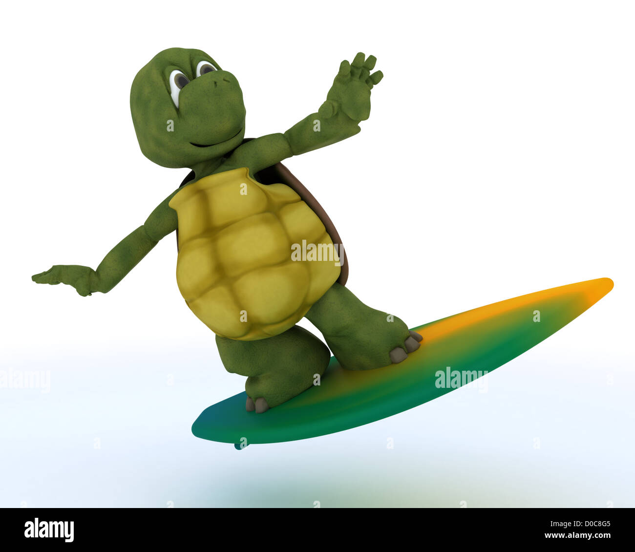 3D render of a tortoise with surf board Banque D'Images