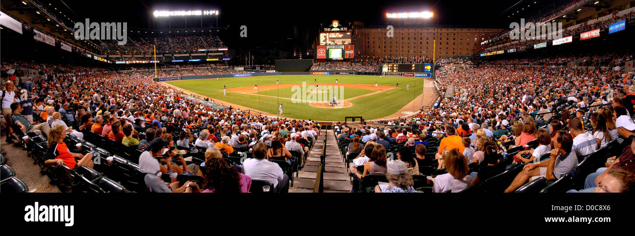 Panorama de l'Oriole Park at Camden Yards, Baltimore, Maryland. Accueil du baseball's Baltimore Orioles. Banque D'Images