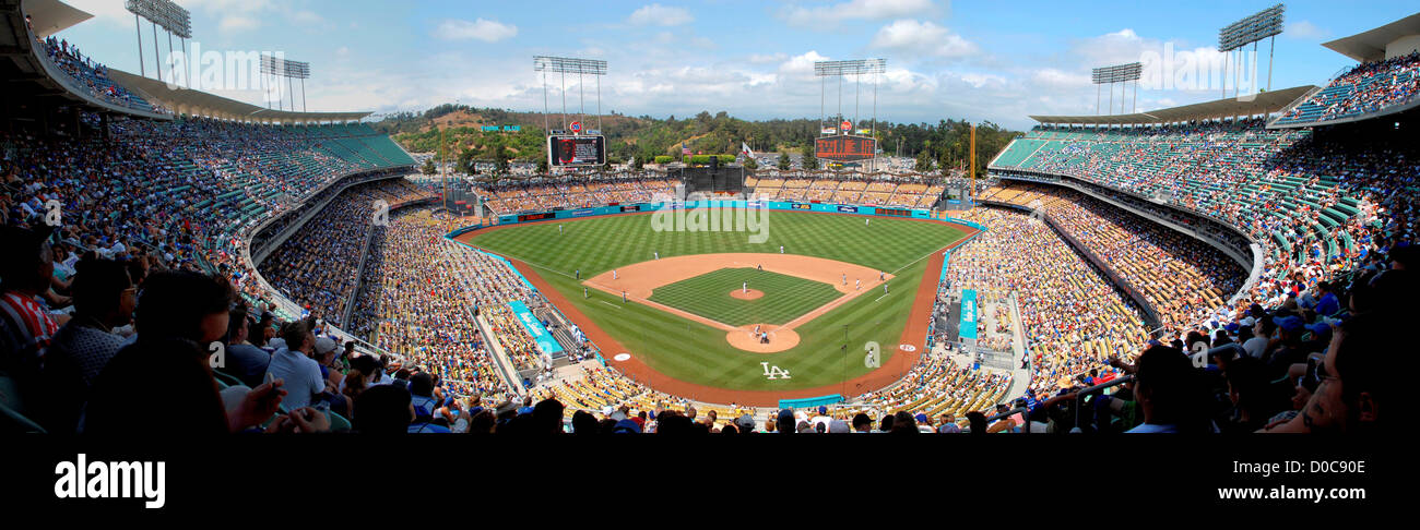Panorama du stade Dodger, Chavez Ravine, Los Angeles, Californie. Accueil de la Baseball Dodgers de Los Angeles. Banque D'Images