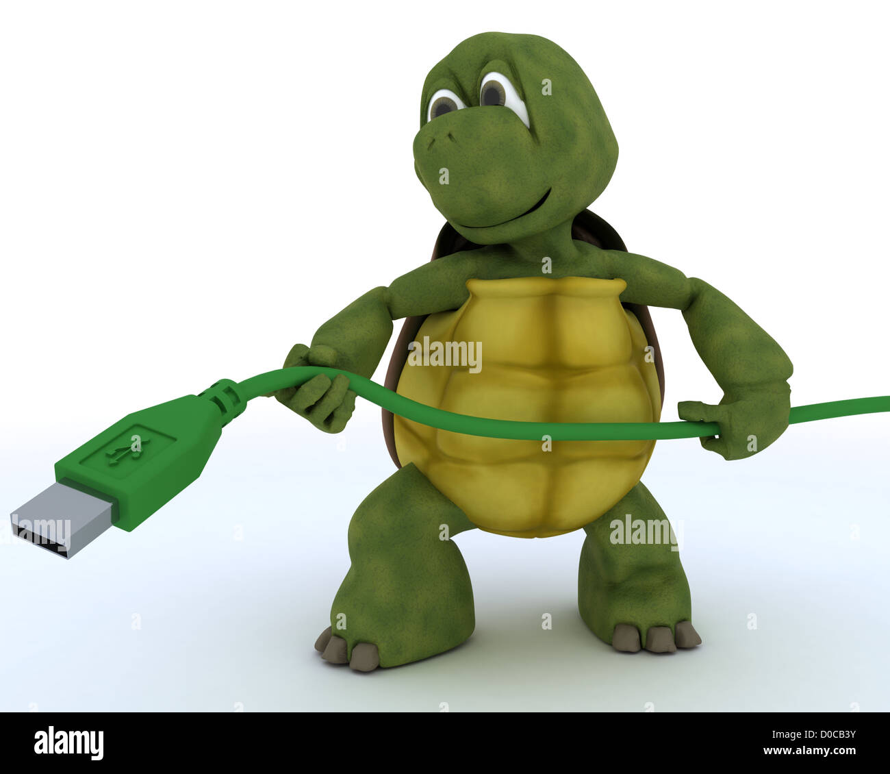 3D render of a tortoise avec câble usb Banque D'Images
