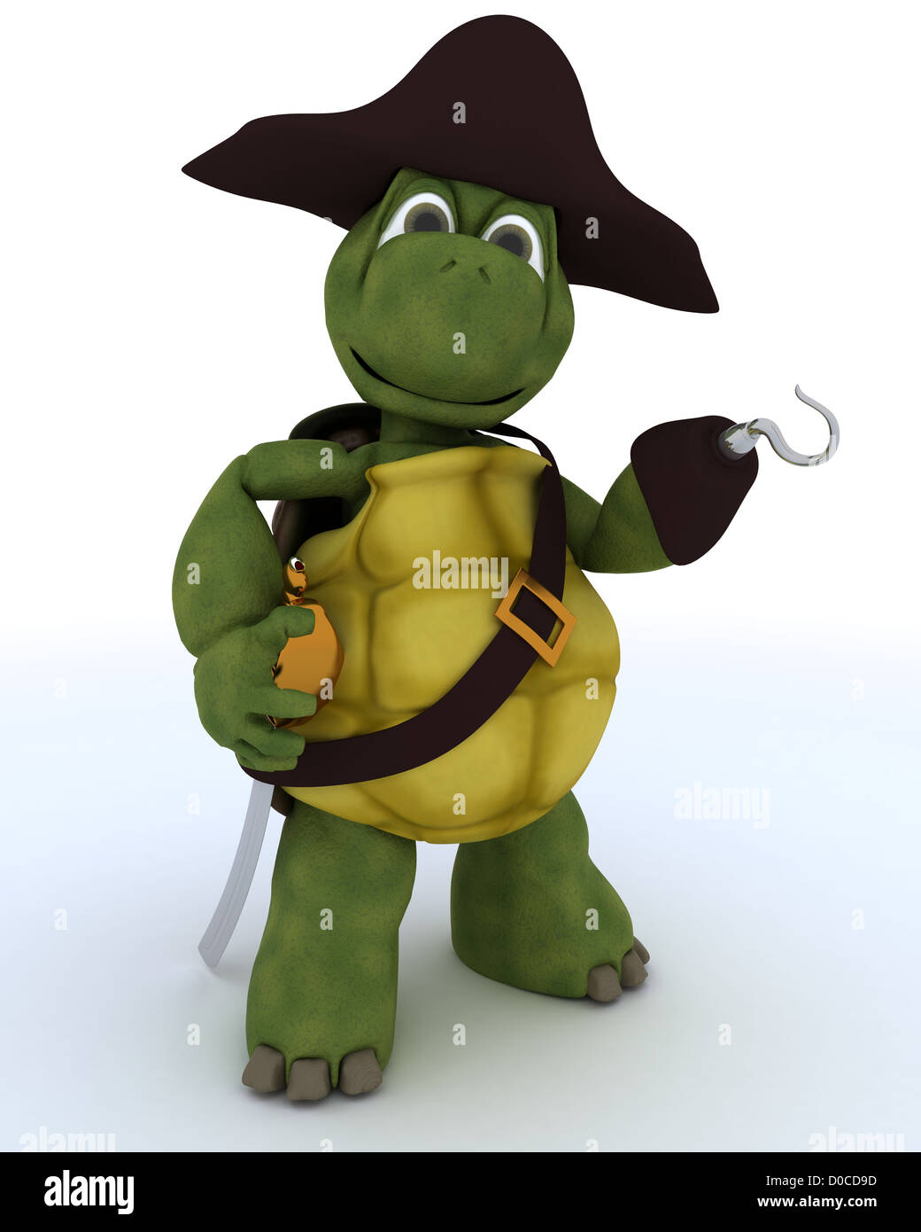 3D render of a Tortoise habillé en pirate Banque D'Images