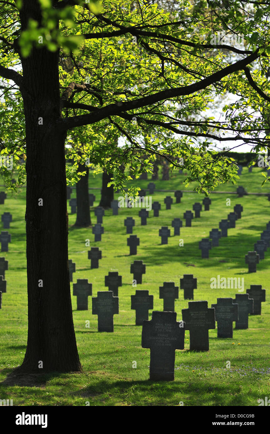 Cimetière ALLEMAND DE SOLDATS ALLEMANDS TUÉS AU COURS DE LA PREMIÈRE GUERRE MONDIALE, VERMANDOVILLIERS SOMME (80) FRANCE Banque D'Images