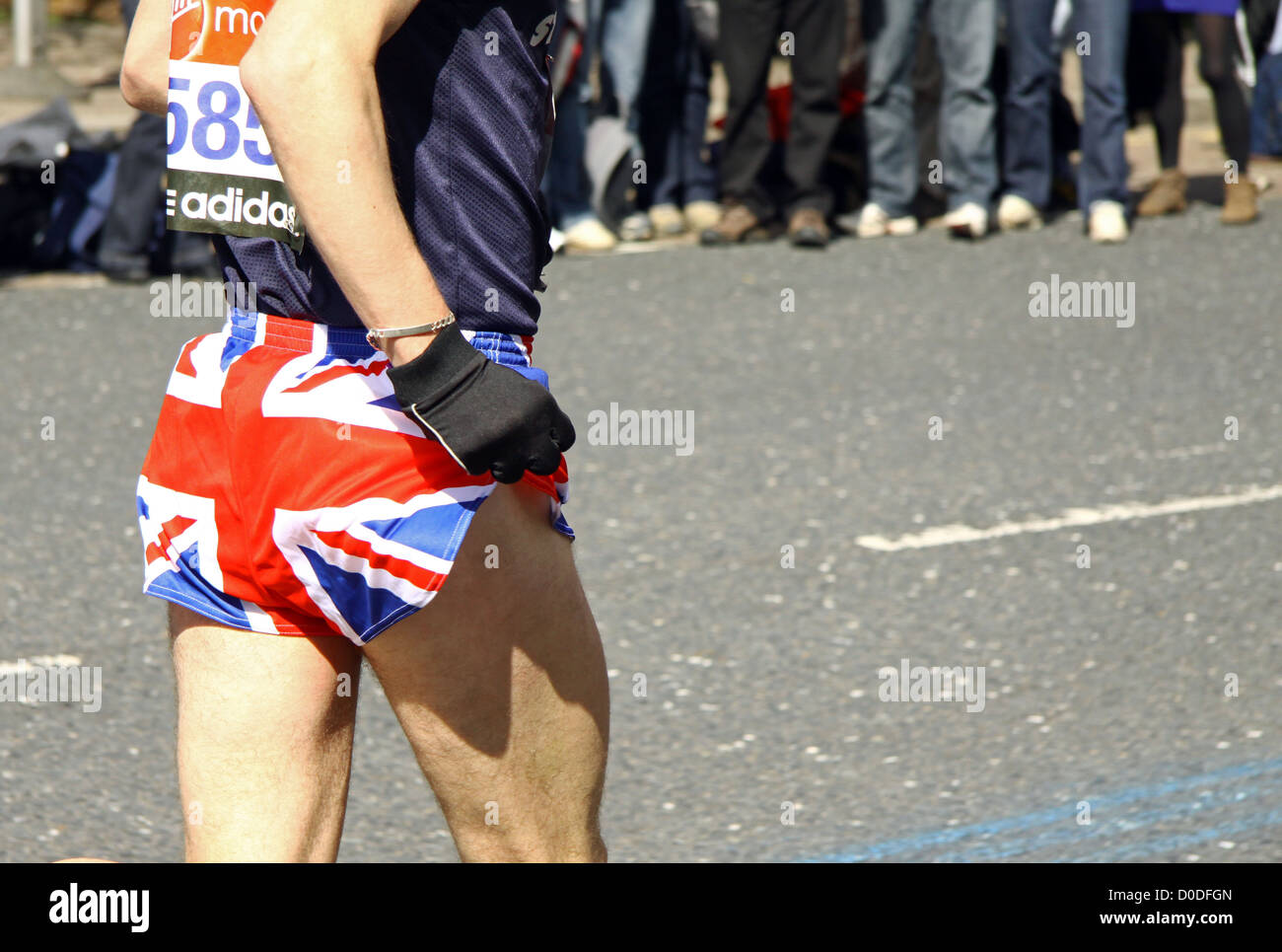 Coureur de marathon britannique avec Union Jack Short Banque D'Images