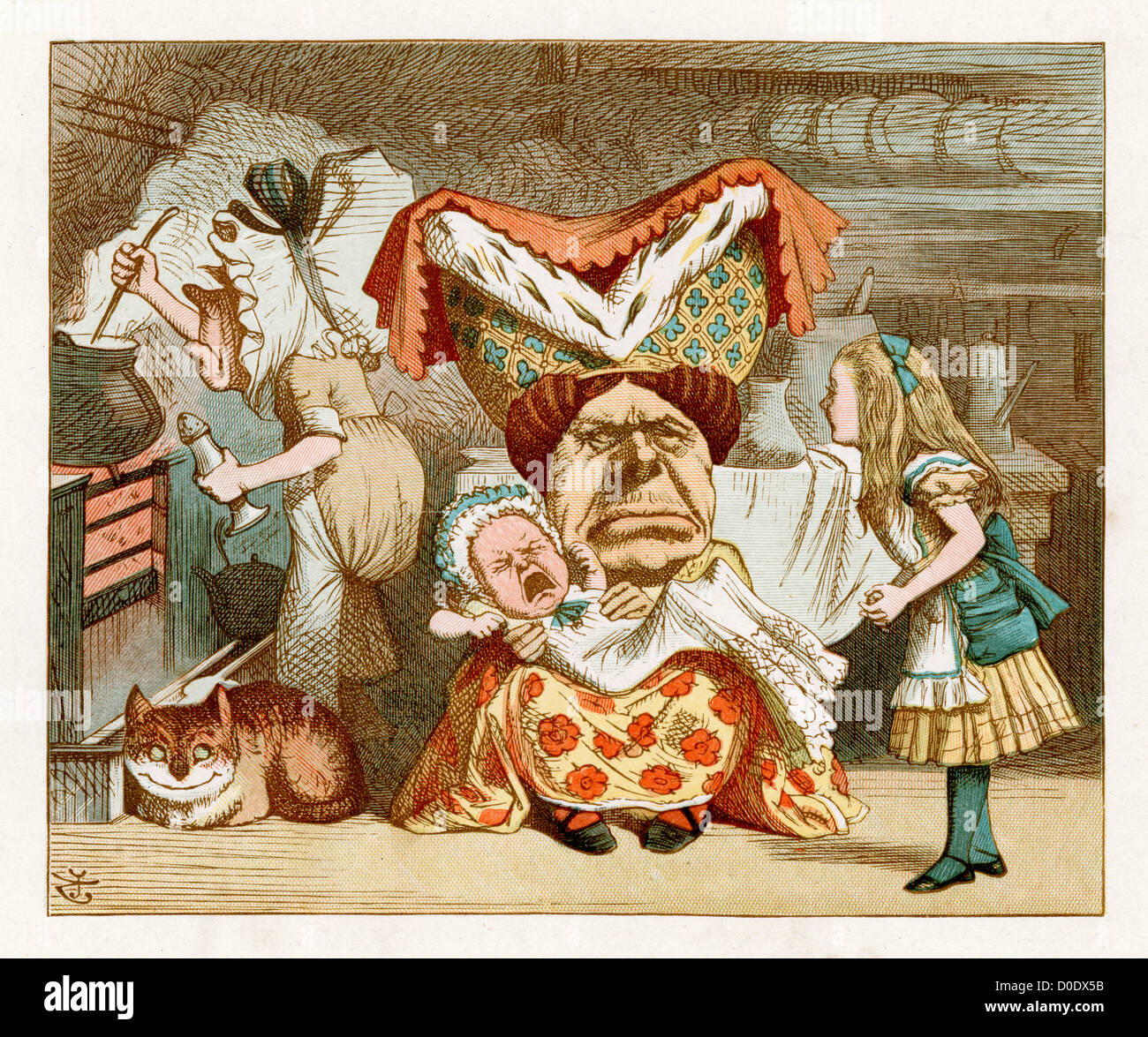 Le bébé Cochon, à partir de l'histoire de Lewis Carroll, Alice au Pays des Merveilles, Illustration par Sir John Tenniel 1871 Banque D'Images