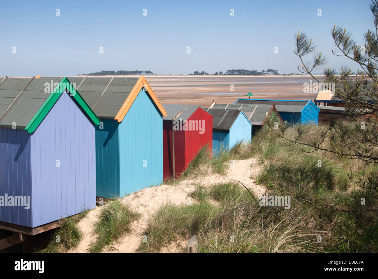 Cabines colorées au Wells-next-the-Sea, Norfolk, UK Banque D'Images