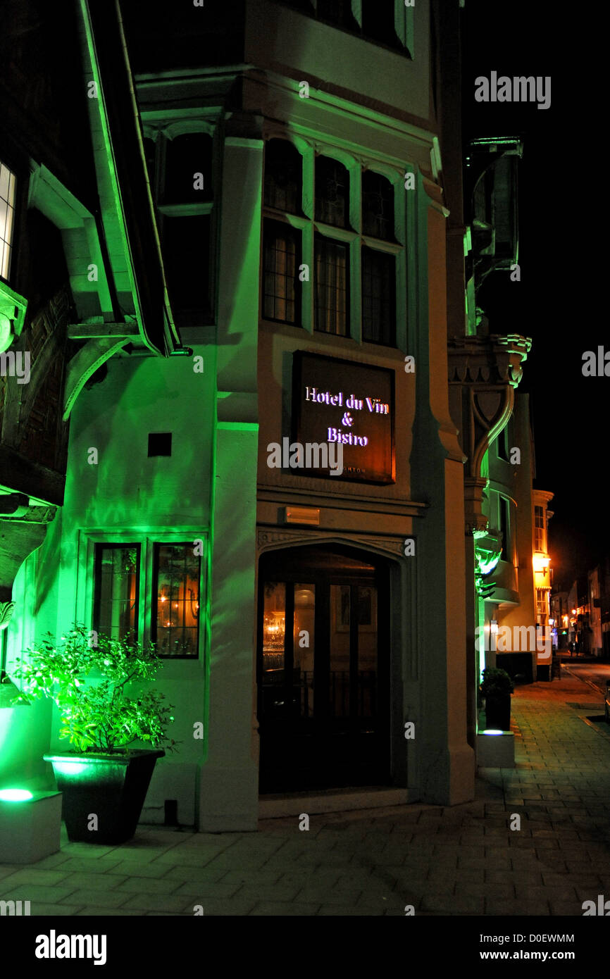 L'Hotel du Vin and Bistro/entrée dans Ship Street Brighton UK prises la nuit Banque D'Images