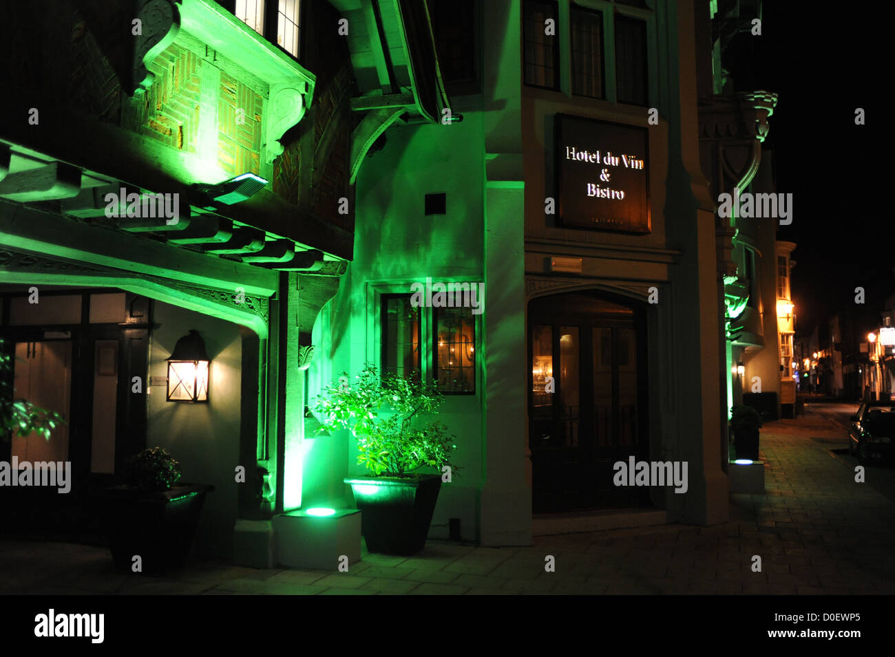 L'Hotel du Vin and Bistro/entrée dans Ship Street Brighton UK prises la nuit Banque D'Images