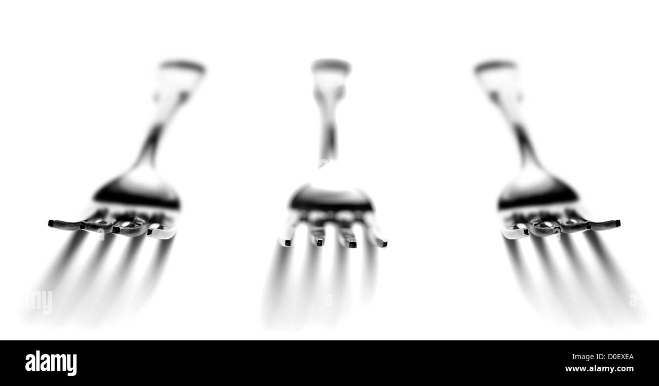 Plusieurs Forks isolé sur fond blanc Banque D'Images