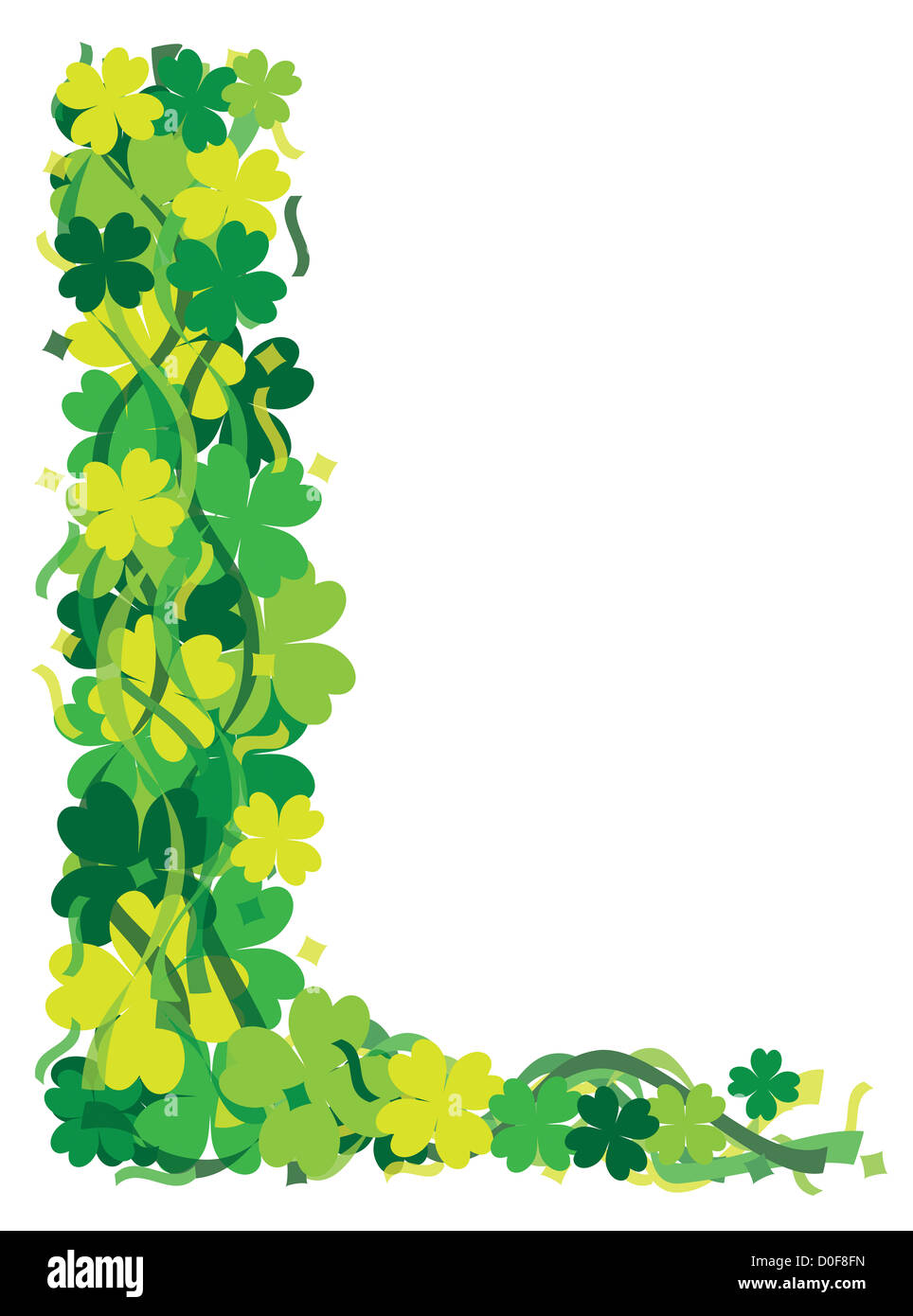 St Patricks Day Irish Lucky Trèfle à Quatre Feuilles de confettis Border Illustration Banque D'Images