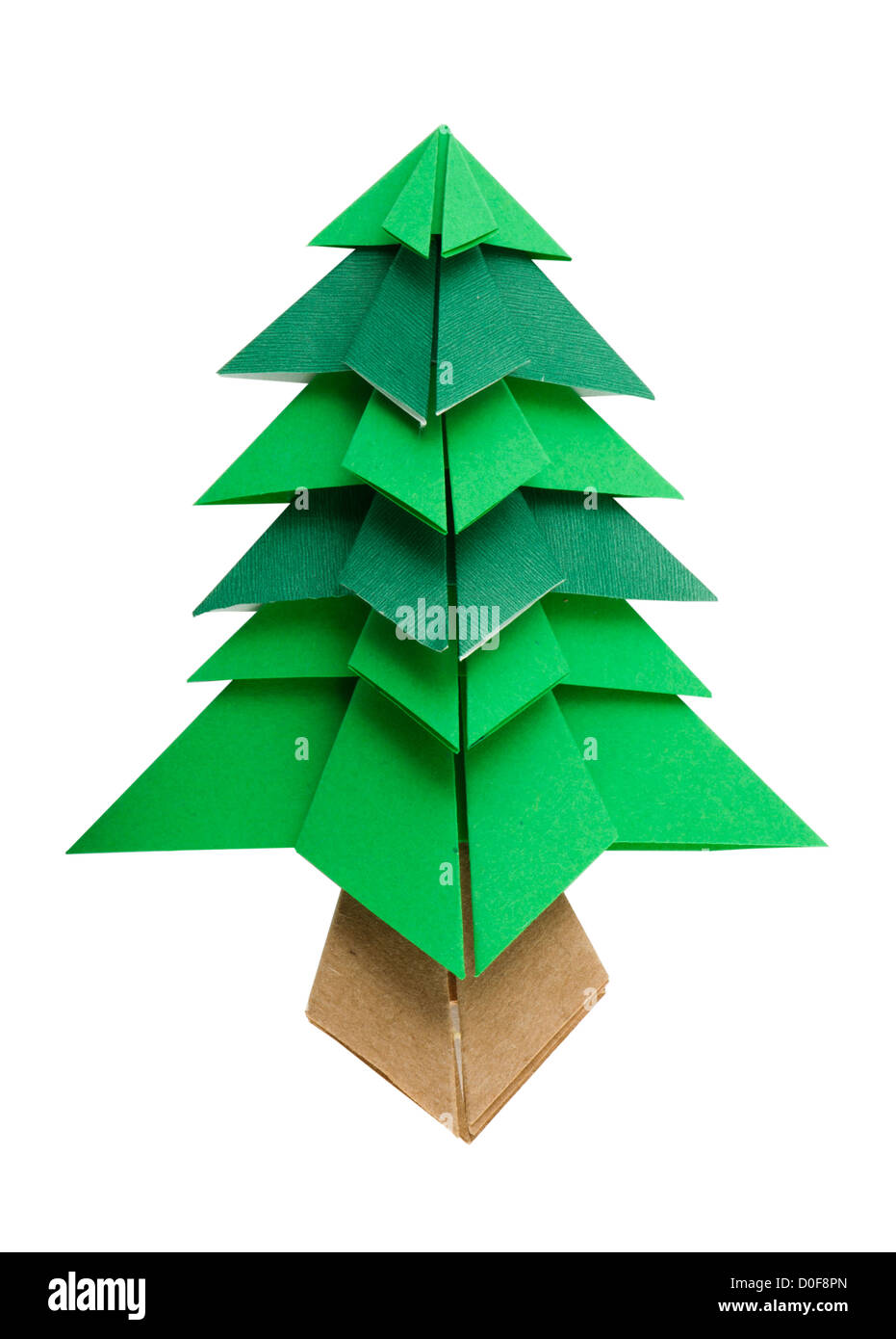 Arbre de Noël origami isolé blanc Banque D'Images