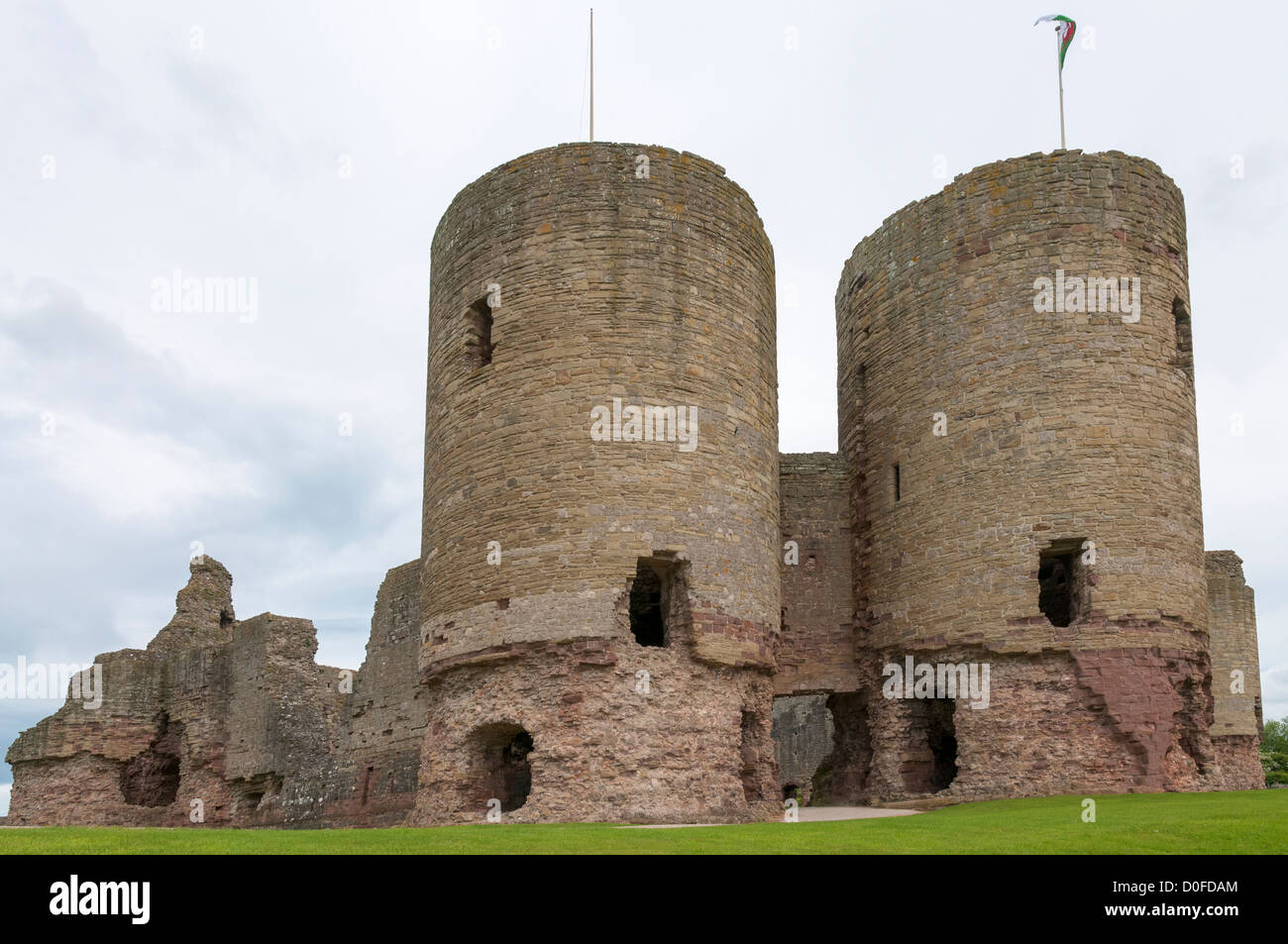 Le Pays de Galles, le château de Rhuddlan vers 13C. Banque D'Images