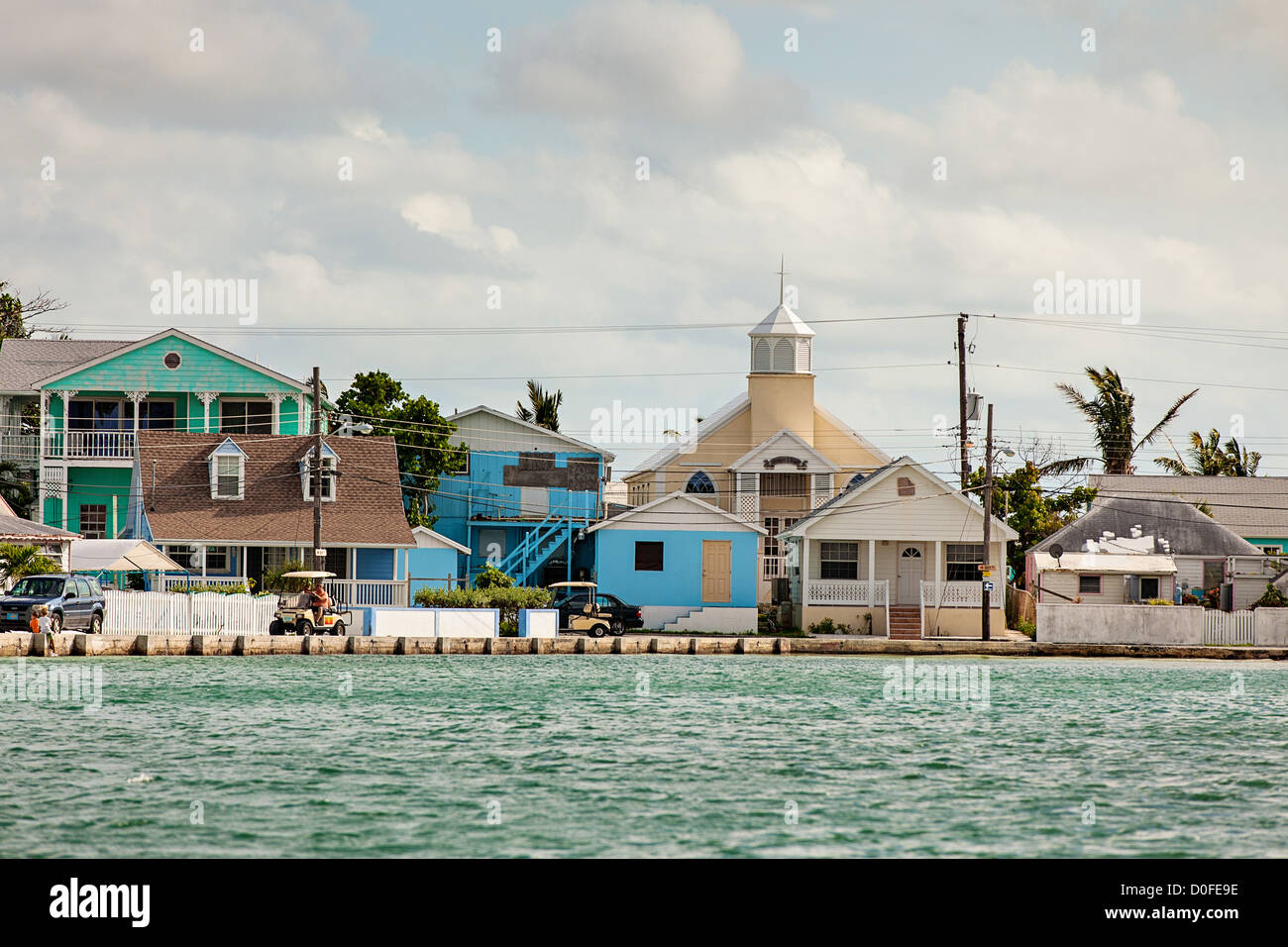 Le village loyaliste de New Plymouth Green Turtle Cay, Bahamas. Banque D'Images