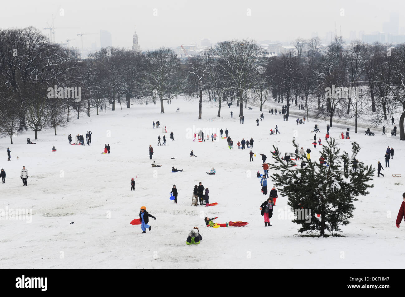 La luge dans le parc de Greenwich, Londres SE1 Banque D'Images