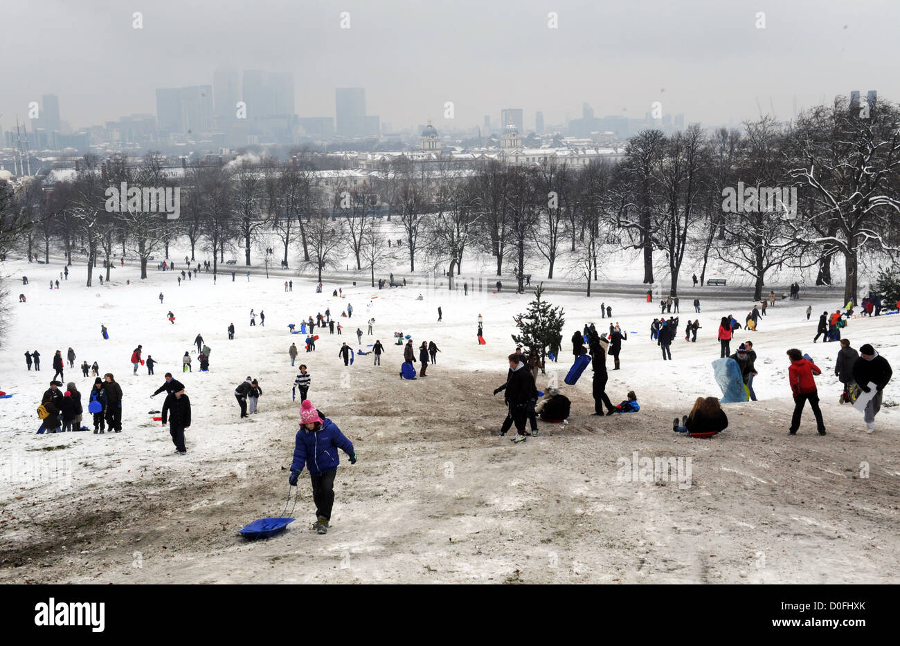 La luge dans le parc de Greenwich, Londres SE1 Banque D'Images