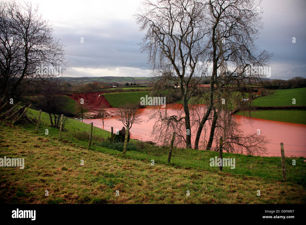 Halberton, Tiverton, Devon, UK. 25 novembre 2012. La brèche dans le Grand Canal de l'Ouest a provoqué de fortes pluies. Banque D'Images