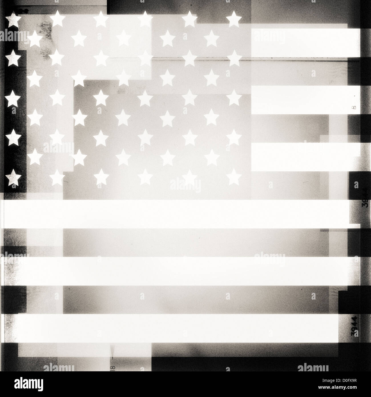 USA flag en grunge style film BW Banque D'Images