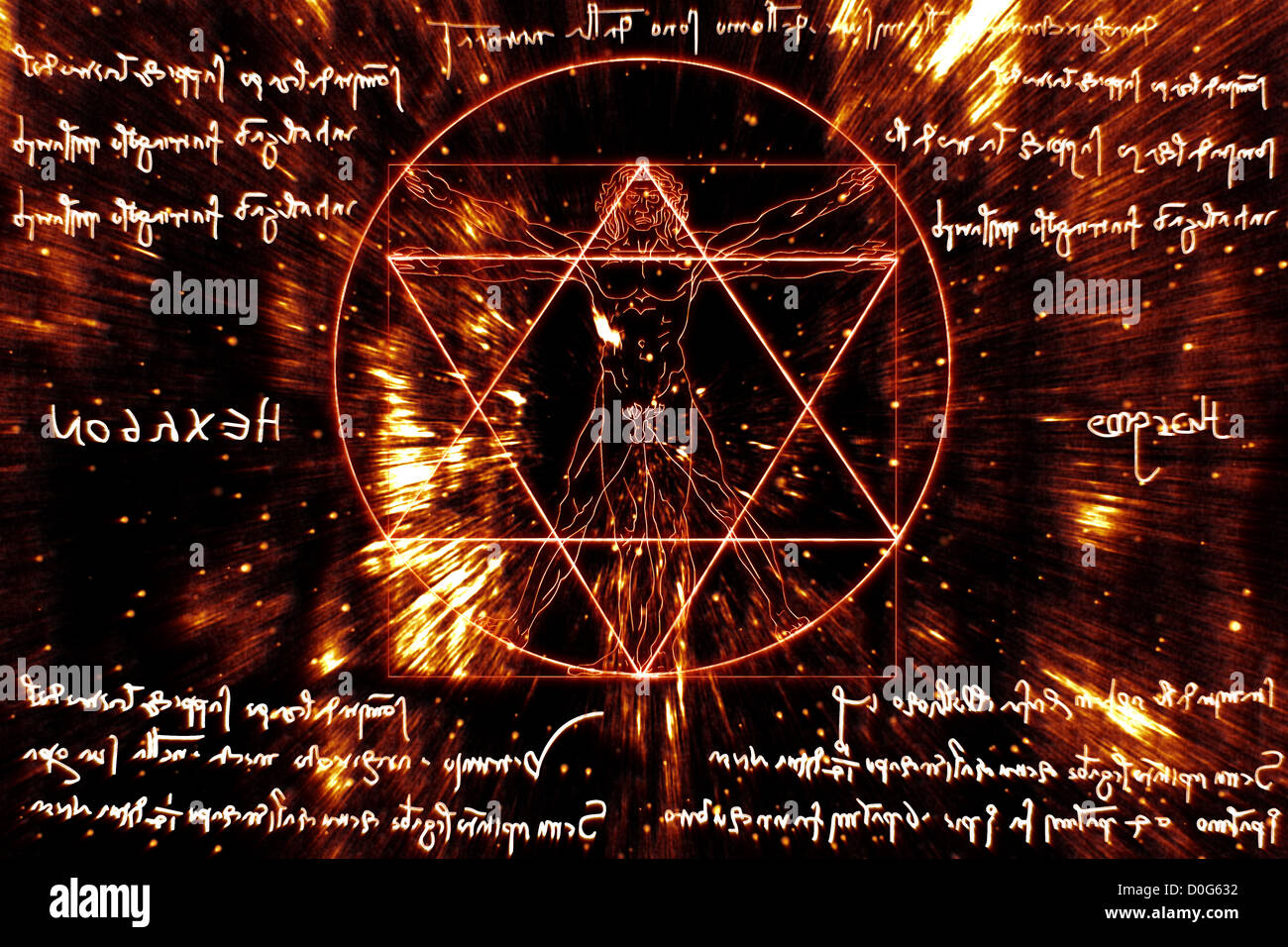 La conception des droits de l'homme de Vitruve Handdrawn Banque D'Images