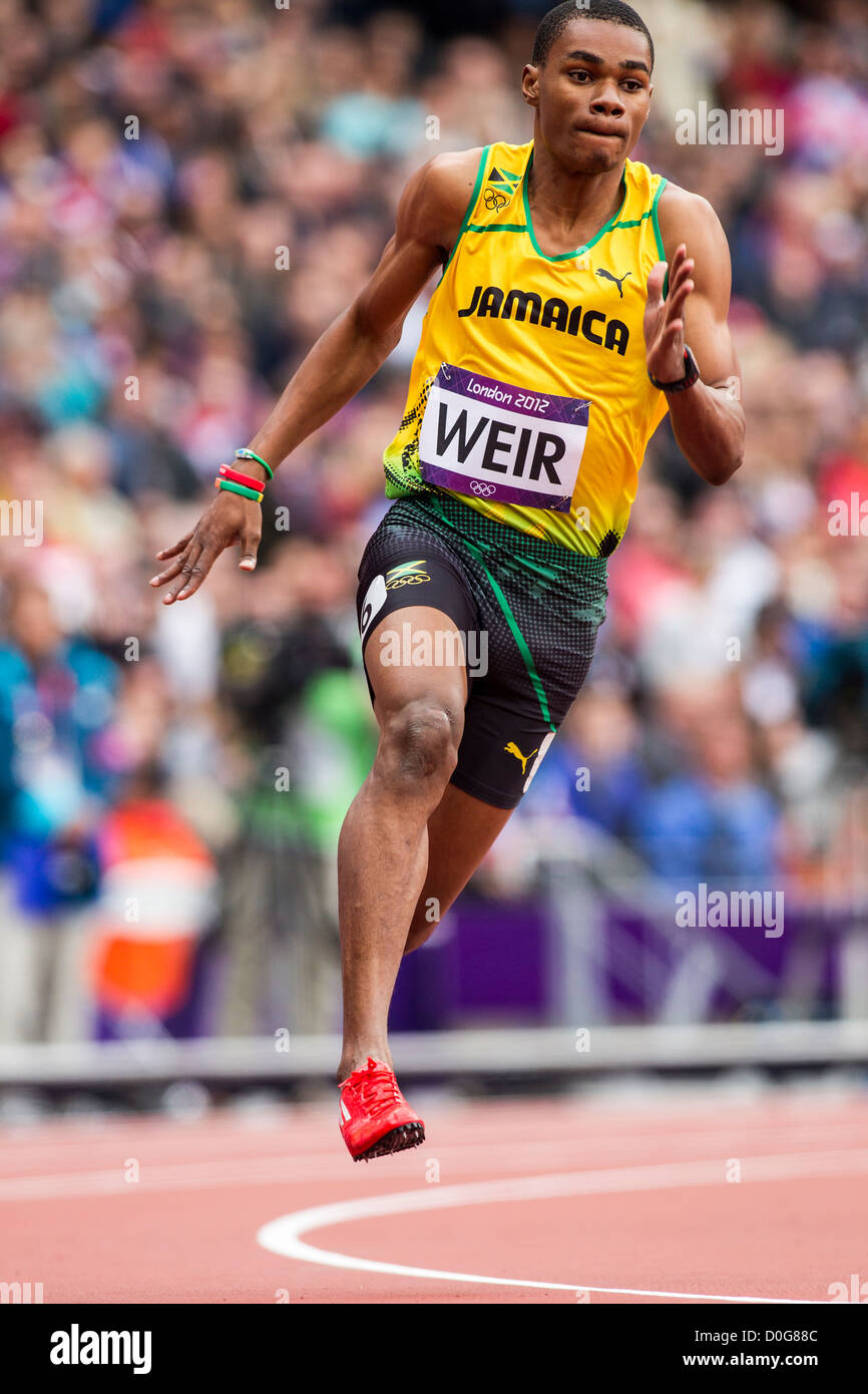 Warren Weir (JAM) en compétition dans l'épreuve du 100m 1er tour à des Jeux Olympiques d'été, Londres 2012 Banque D'Images