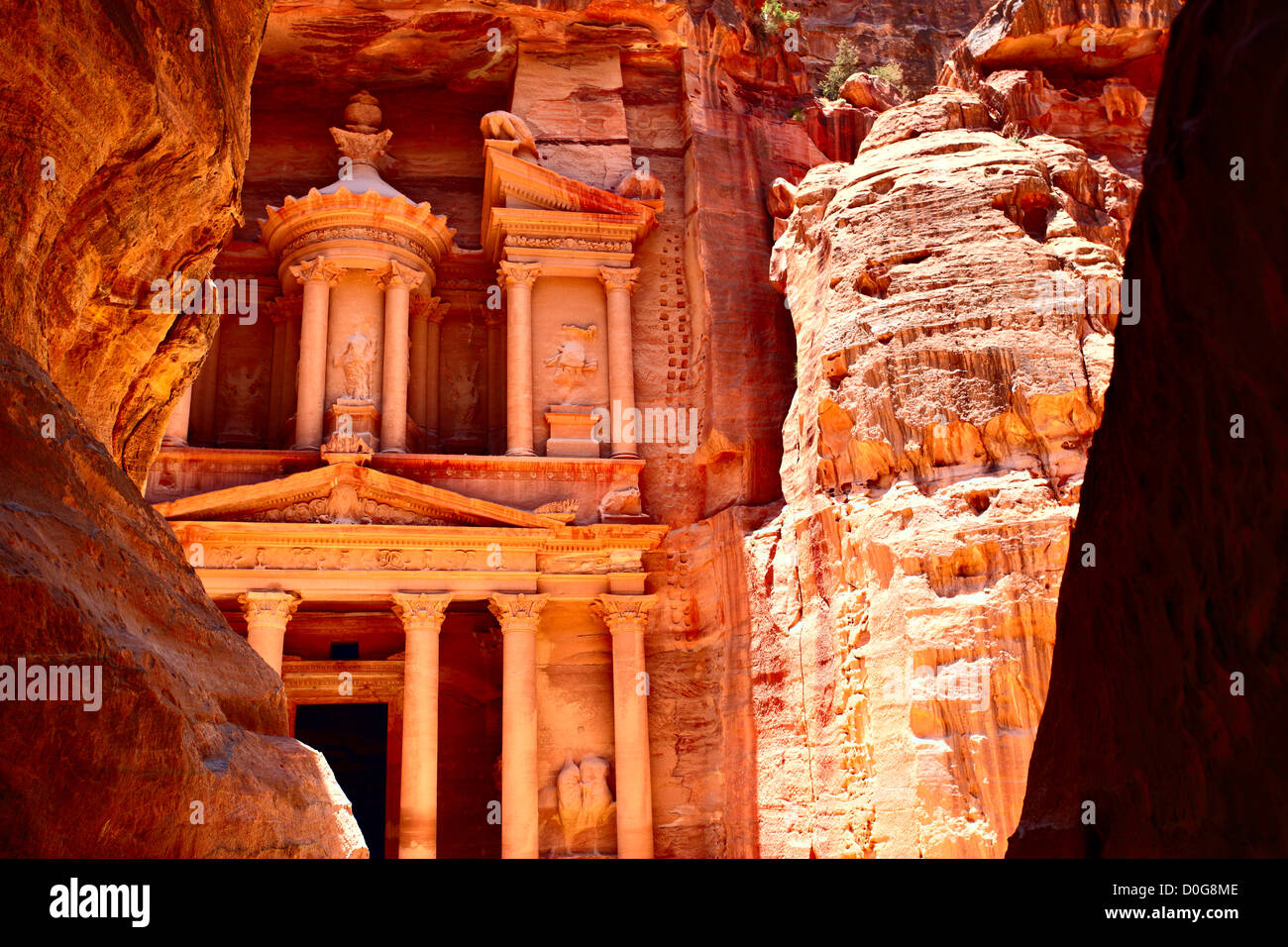 Temple du Trésor à Pétra (Al khazneh), Jordanie Banque D'Images