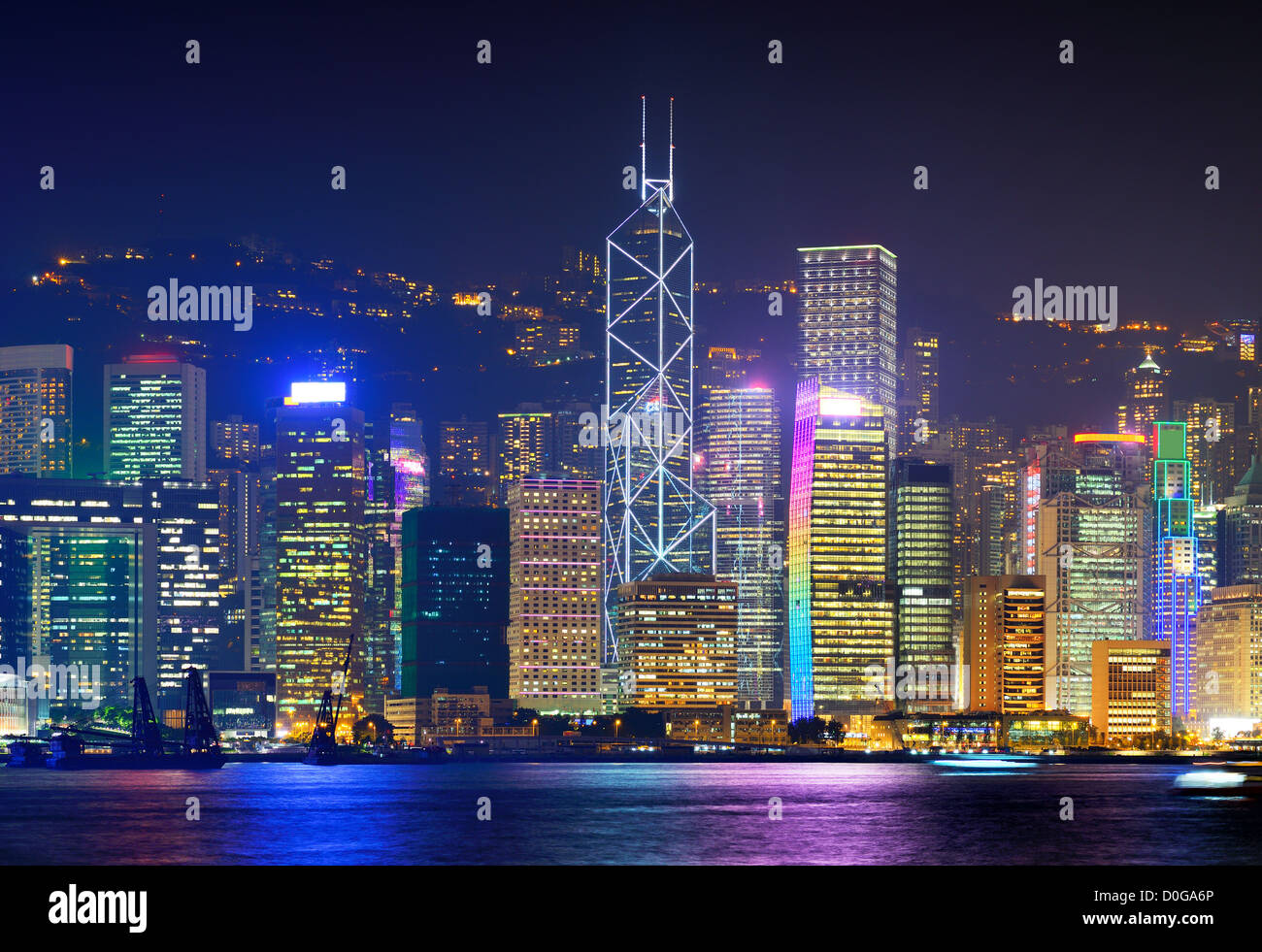 Paysage urbain de l'île de Hong Kong depuis Victoria Peak. Banque D'Images