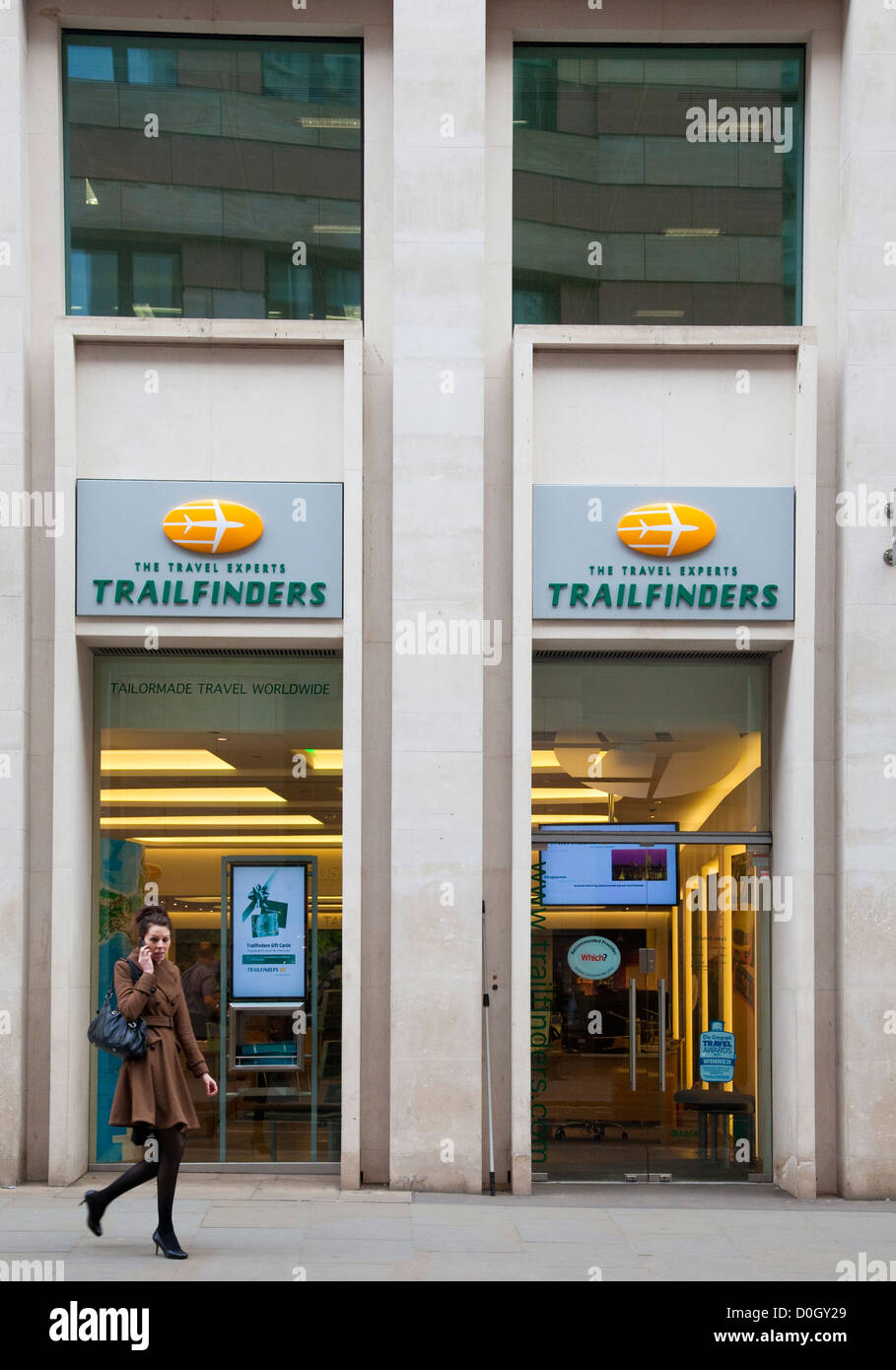 Shop, avant, les agents de voyages, Trailfinders Cheapside, Londres, UK Banque D'Images