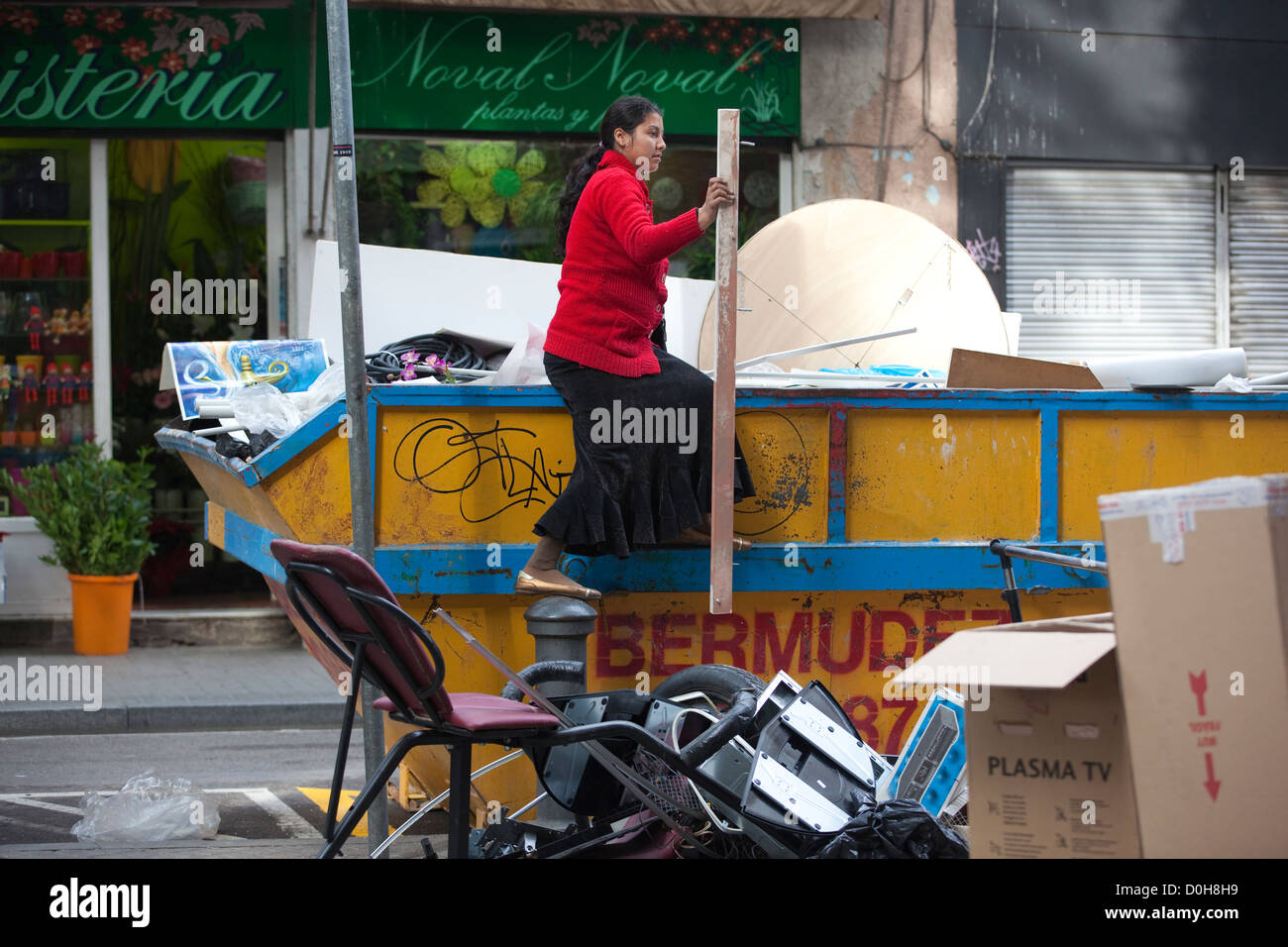 Le pillage du peuple rom saute dans les rues de Barcelone, Catalogne, Espagne, Banque D'Images