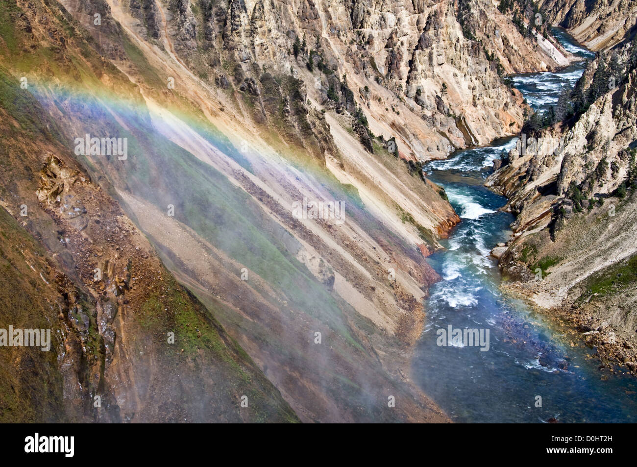 Rainbow au Grand Canyon de la Yellowstone - Parc national de Yellowstone, Wyoming, USA Banque D'Images