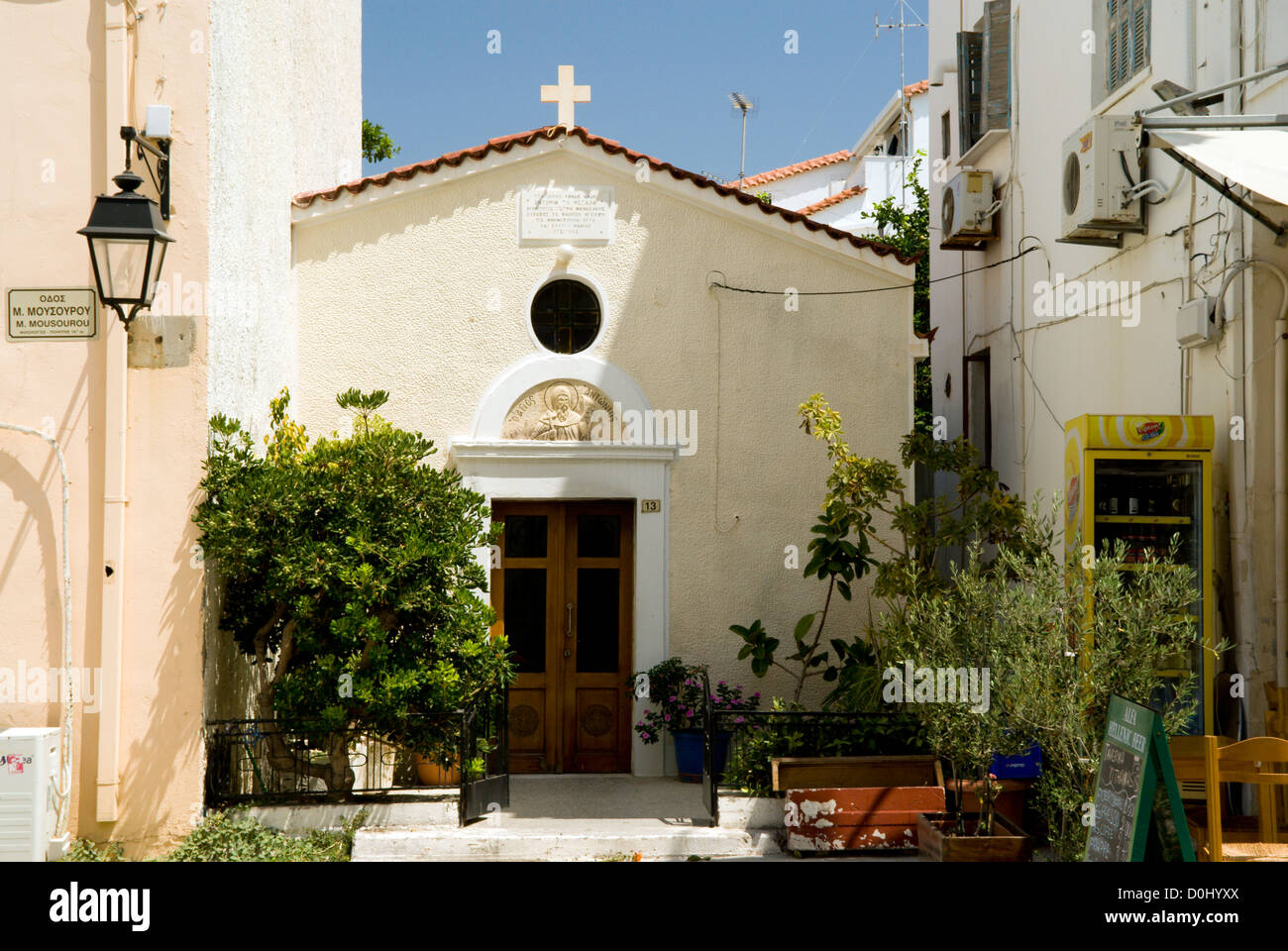 L'église grecque orthodoxe de la vieille ville de Rethymnon Crète Grèce Banque D'Images