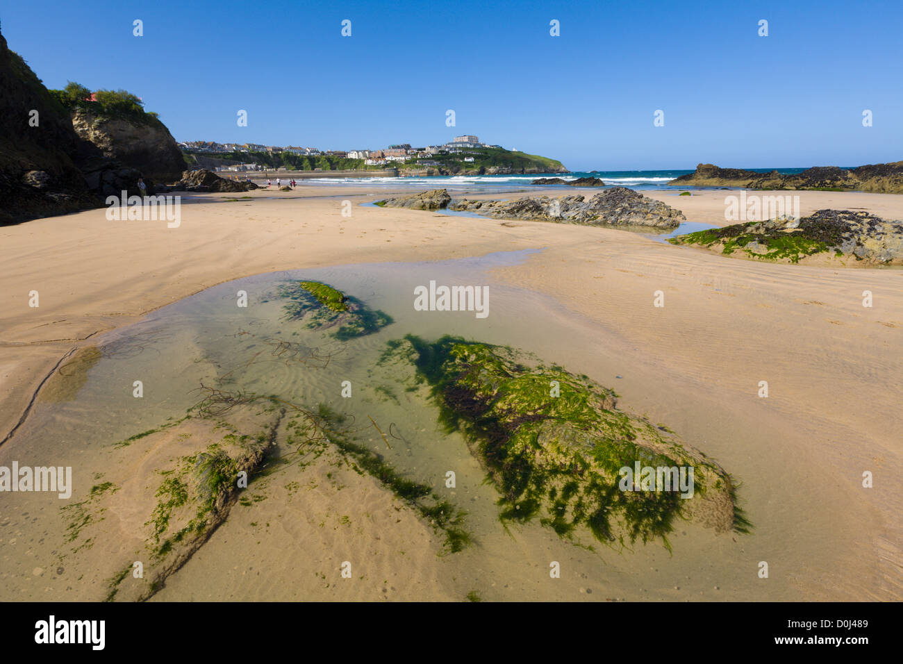 Grande plage ouest, Newquay, Cornwall, Angleterre Banque D'Images