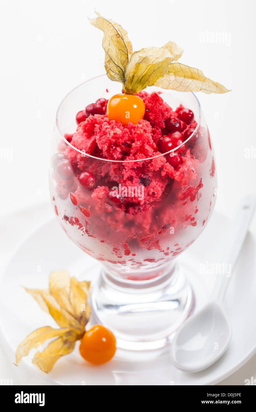 Pour Noël avec sorbet framboise, canneberge et fraise Banque D'Images