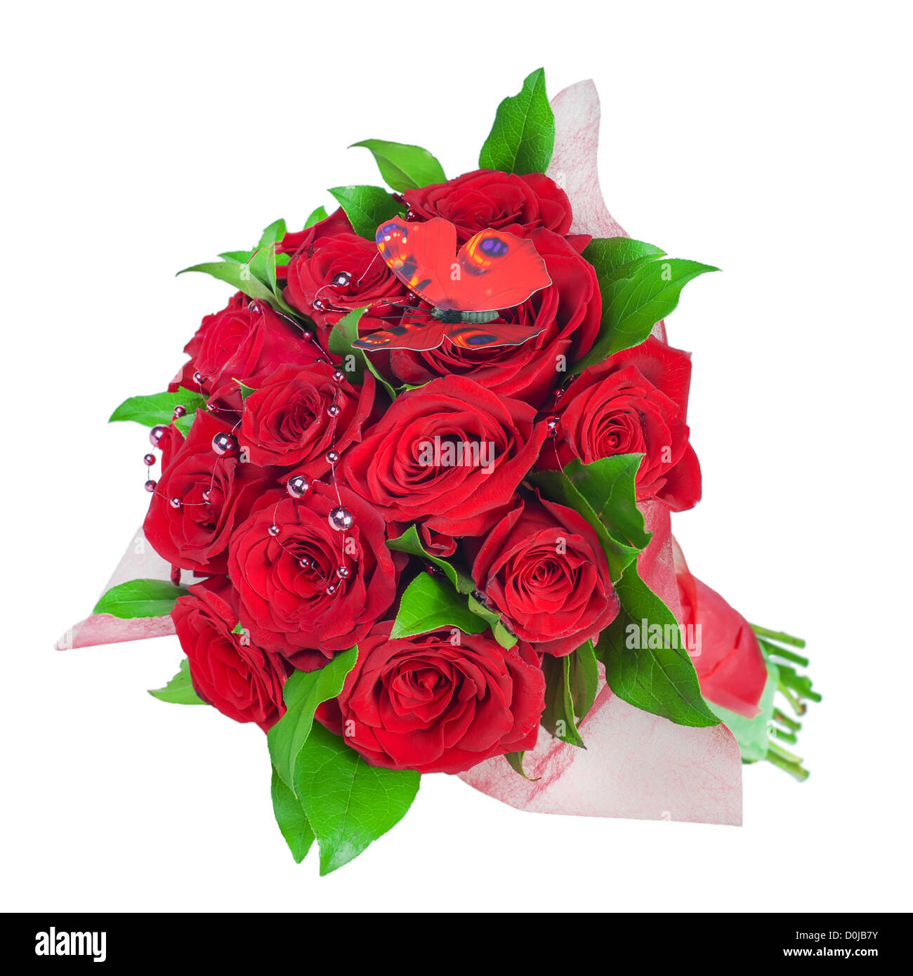 Bouquet de fleurs colorées de roses rouges un isolé sur fond blanc Banque D'Images