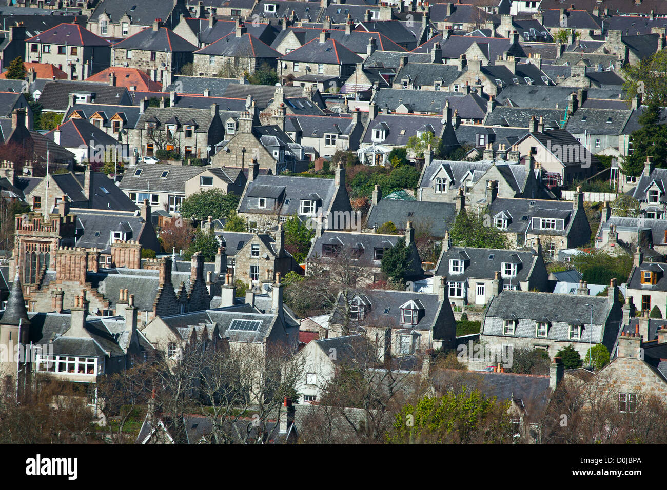 Vue sur les toits de Huntly dans l'Aberdeenshire. Banque D'Images