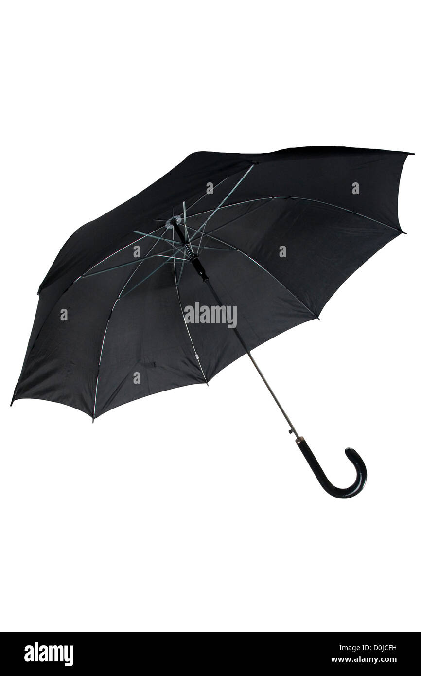 Parapluie noir isolé Banque D'Images