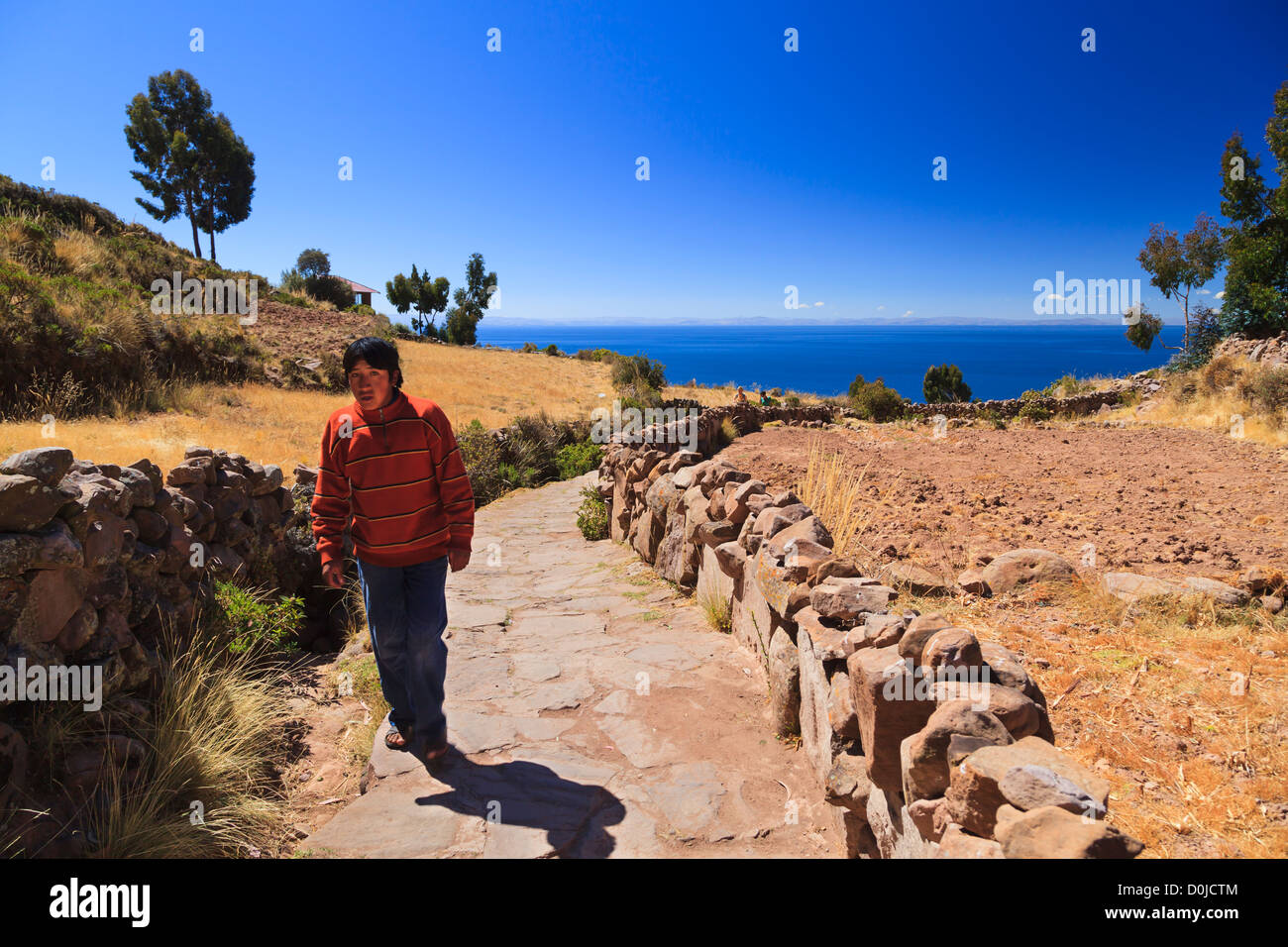 Isla Taquile sur le lac Titicaca, Puno, Pérou province Banque D'Images