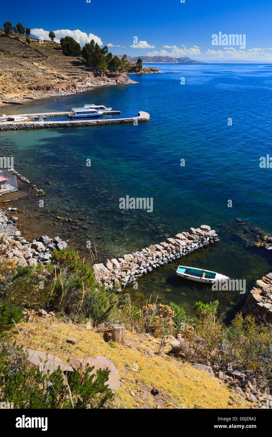 Isla Taquile sur le lac Titicaca, Puno, Pérou province Banque D'Images