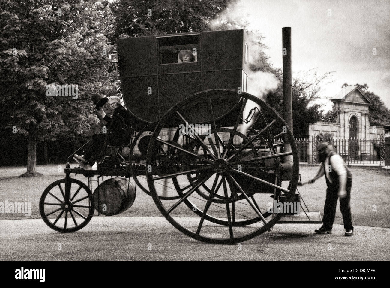 Une récréation de Richard Trevithick's London 1803 Chariot à vapeur Banque D'Images