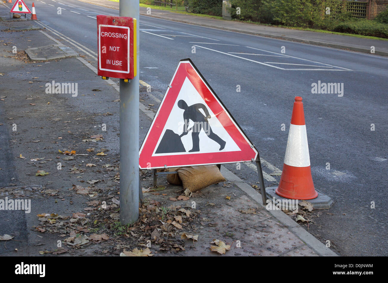 Travaux routiers à Burgess Hill West Sussex Banque D'Images