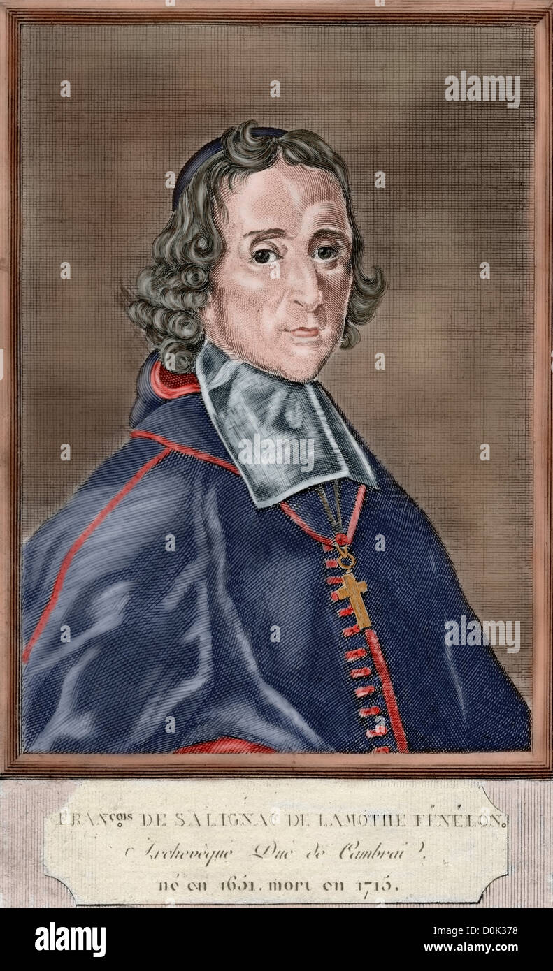 François Fenelon (1651-1715). L'archevêque français, théologien et écrivain. Gravure, 1699. De couleur. Banque D'Images