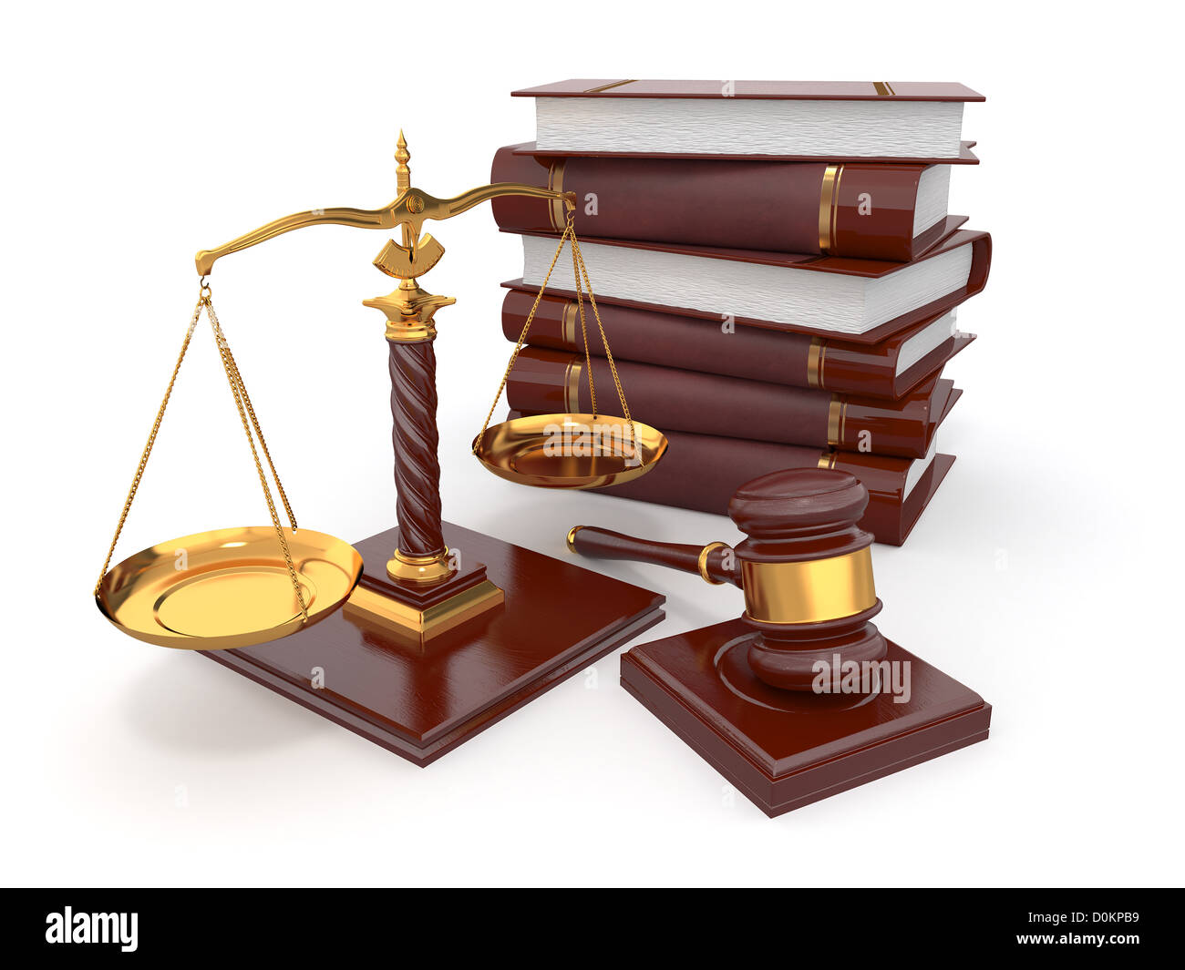 Concept de la Justice. Law, de l'échelle et de marteau. 3d Banque D'Images