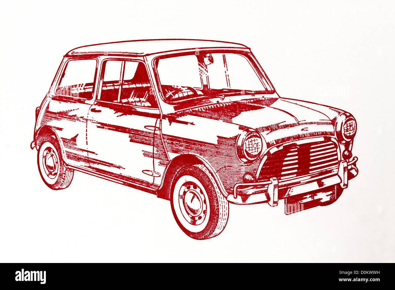 Illustration Dun Art De La Ligne Des Années 60 Austin Mini Cooper