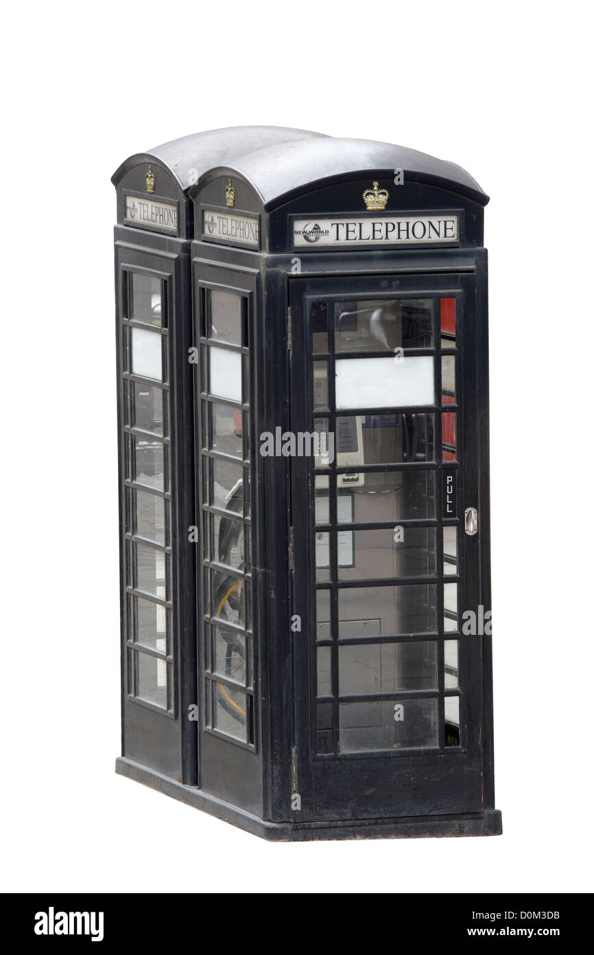 Téléphone noir boîtes, Royaume-Uni Banque D'Images