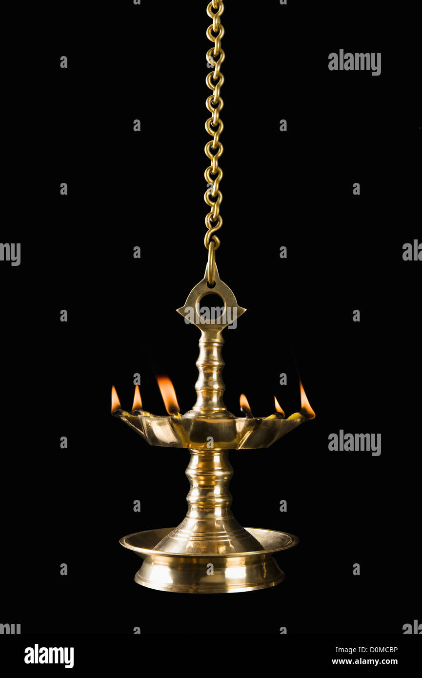 Close-up d'une lampe à huile du Diwali Banque D'Images