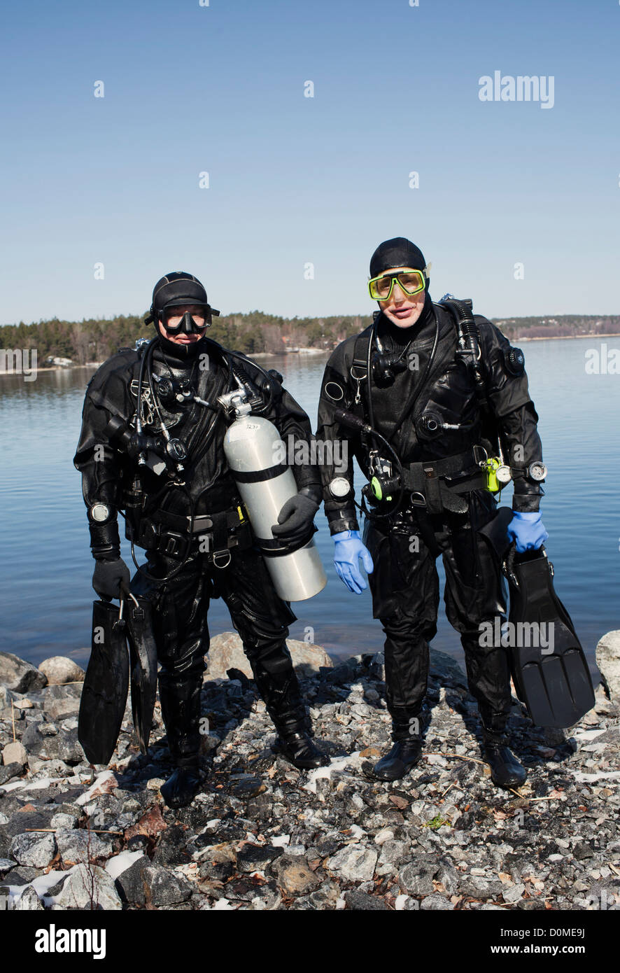 Portrait de deux plongeurs Banque D'Images