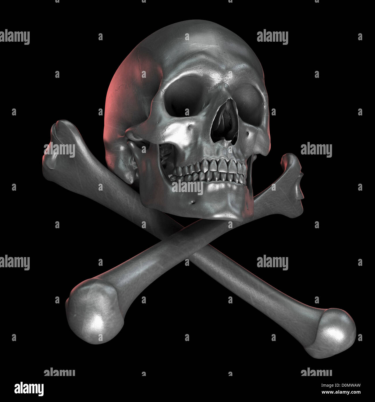 Gris métal tête de mort symbolisant le danger ou la mort. Banque D'Images