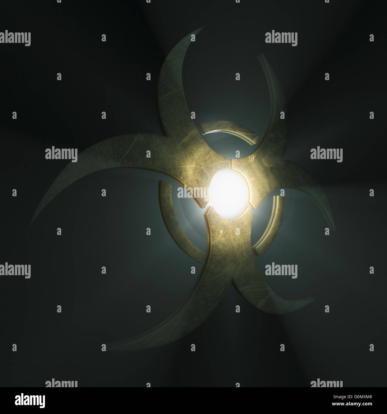 Symbole biohazard lumineux. Banque D'Images
