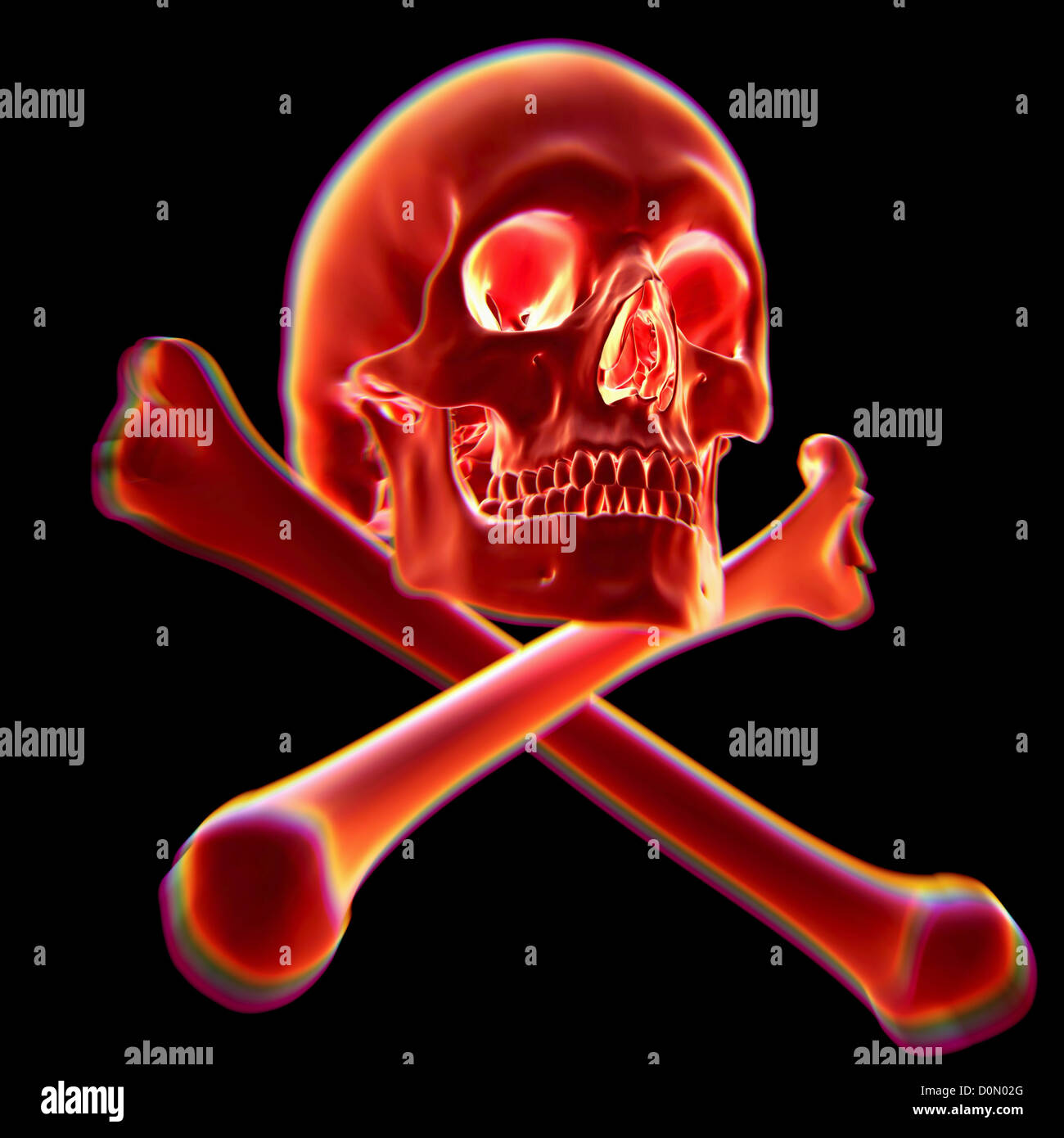 Tête de mort rouge symbolisant le danger ou la mort. Banque D'Images
