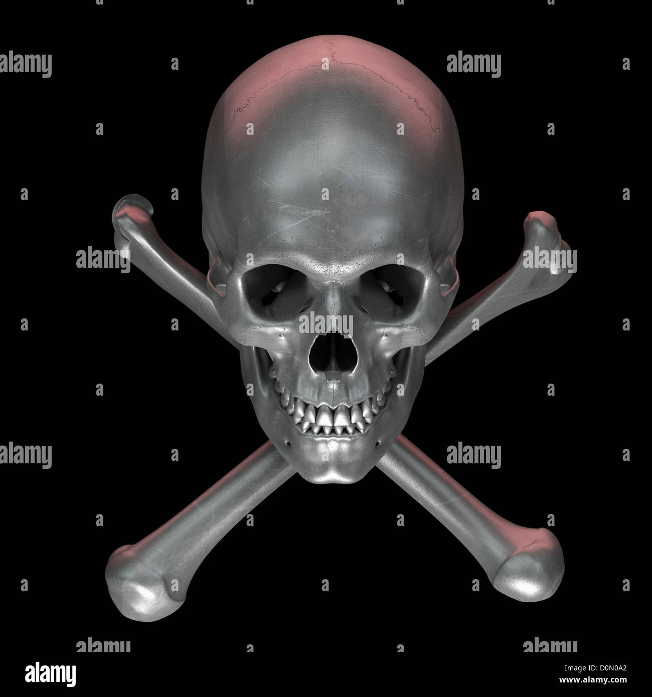 Gris métal tête de mort symbolisant le danger ou la mort. Banque D'Images