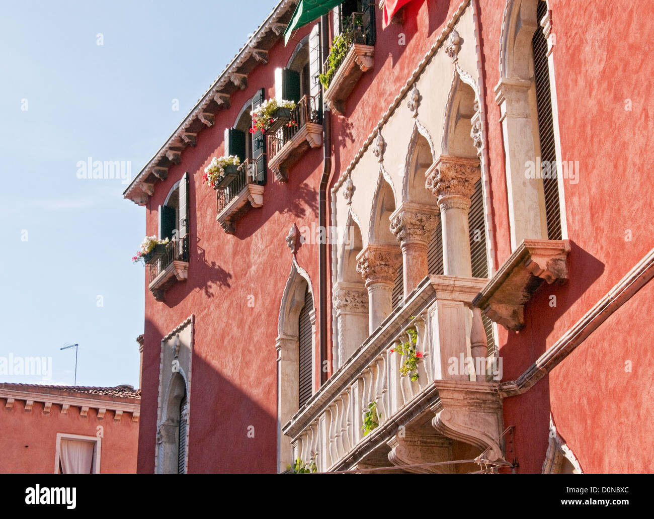 Façade et fenêtres de bâtiment, Venise, Italie Banque D'Images