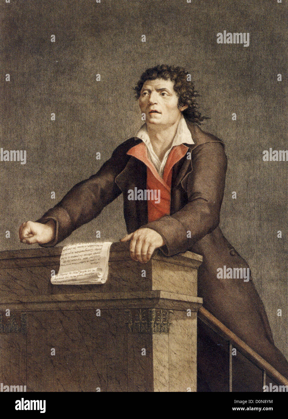 JEAN-PAUL MARAT (1743-1793) scientifique né en Suisse et le médecin lors de son procès en avril 1793 Banque D'Images